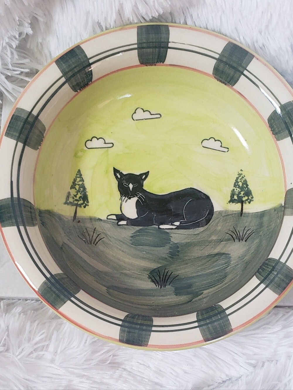 5/$25 Vintage Handpainted Cat Print Bowl